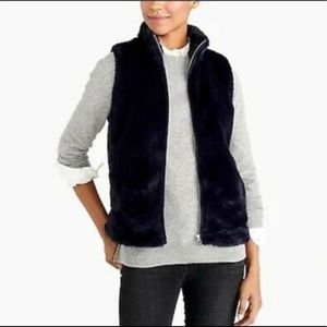 JCrew Navy Faux Fur Vest